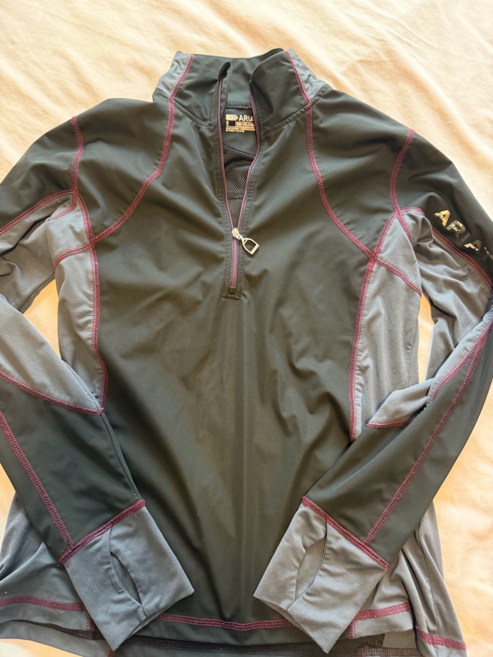 Ariat women’s Black & Gray Athletic Half-Zip Pullover with Contrast Stitching
